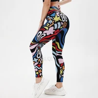 catoon colorful print leggings workout for running high waist sport legging mujer stretch sports buttock lifting fitness pants