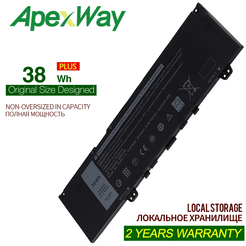 

ApexWay 38Wh Новый F62G0 F62GO Аккумулятор для ноутбука Dell Inspiron 13 7370 7373 7380 7386 Vostro 13-5370 P83G P87G P91G