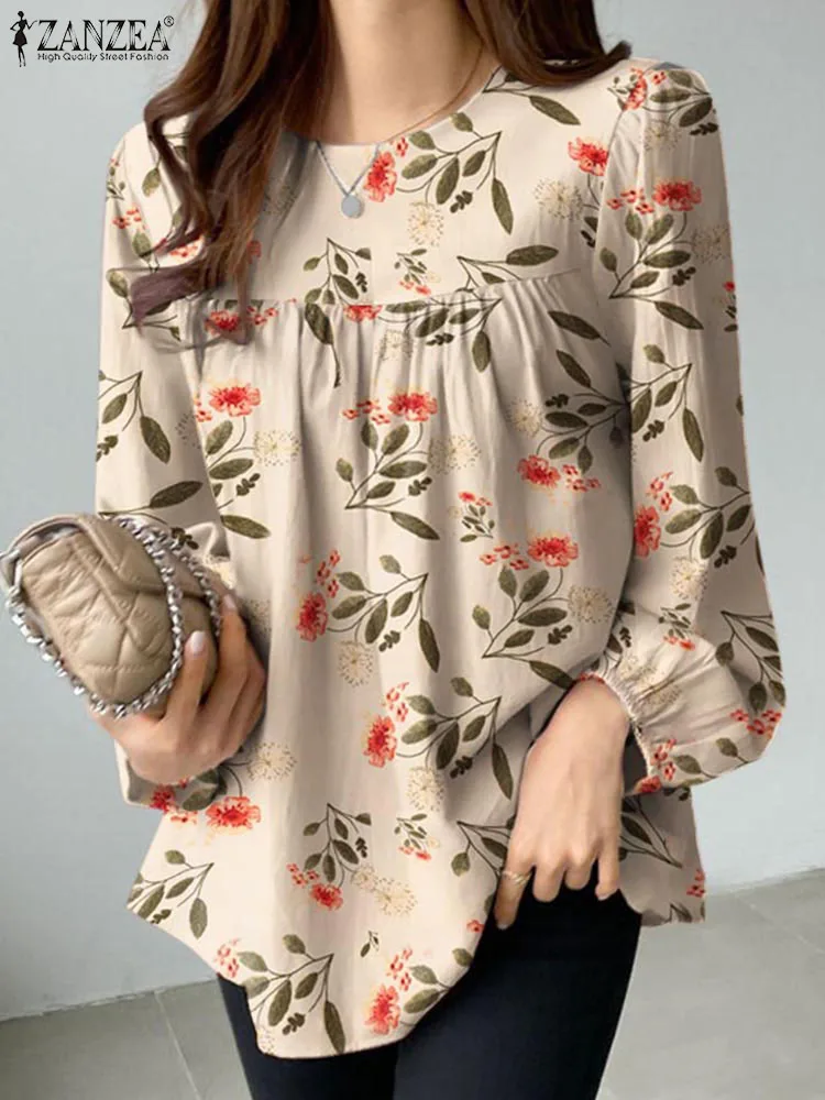 

2023 ZANZEA Women Elegant Floral Printed Blouse Autumn Long Sleeve Holiday Shirt Casual Bohemian OL Work Blusas Party Tops Tunic