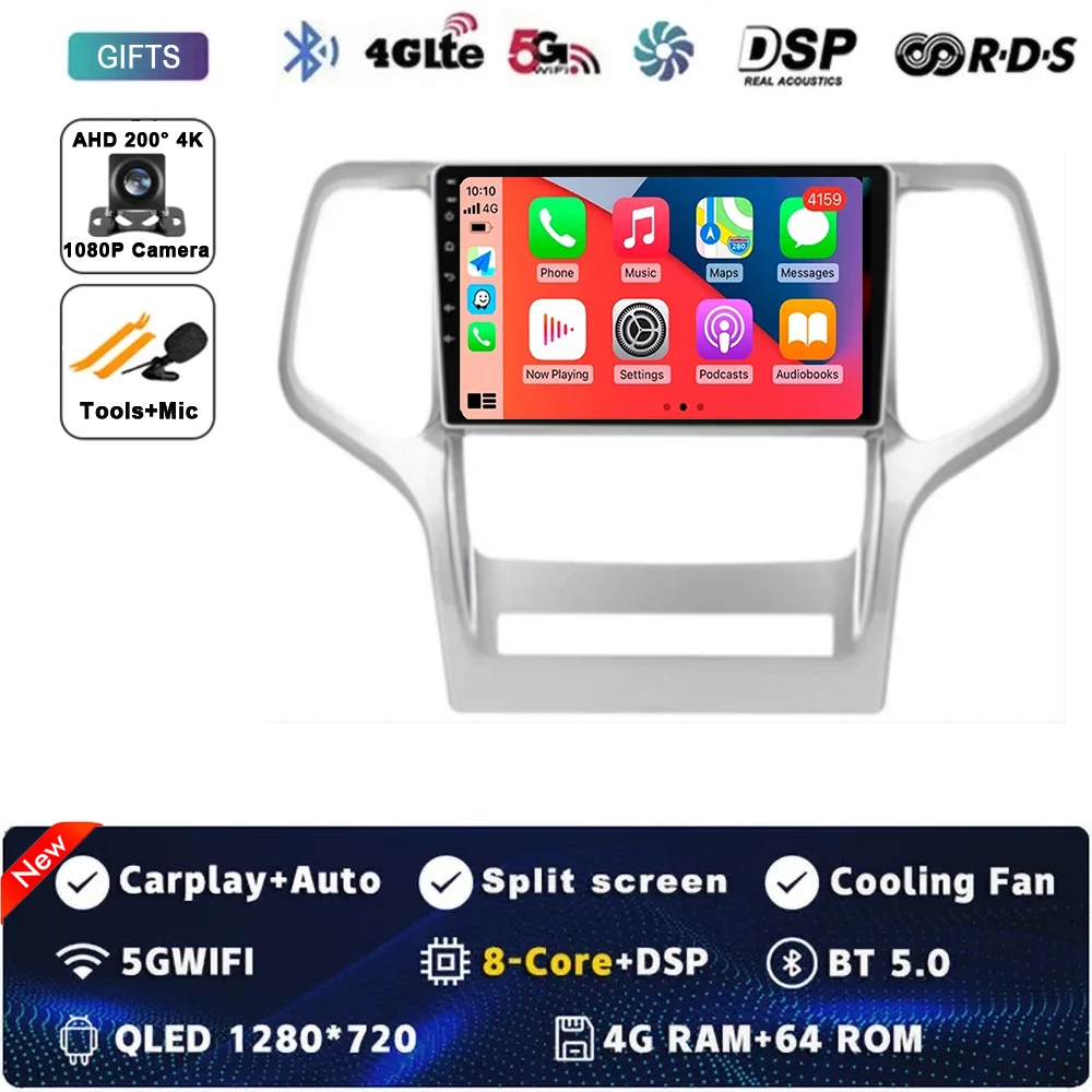 

Автомобильный редо Android 15, для Jeep Grand Cherokee 2008 2009 2010 2011 2012 2013, мультимедийный стереоплеер, навигация, GPS, авторадио, DSP