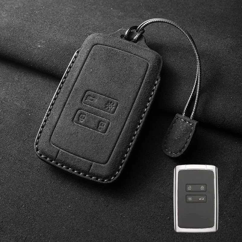 

Кожаный чехол для автомобильного ключа, чехол для Renault Koleos, Captur, Megane, Clio, Scenic, Talisman, Arkana, Dacia, Sandero, отделение для карт, замшевые аксессуары