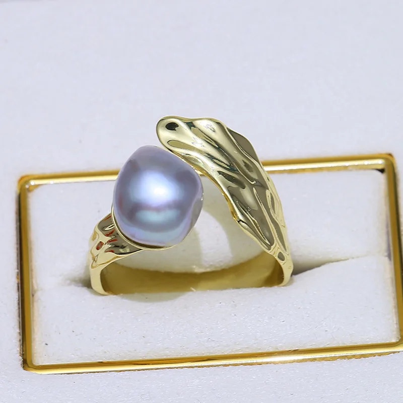 

MeiBaPJ Natural Freshwater Pearl Feather Ring Real 925 Sterling Silver Fine Wedding Jewelry For Women