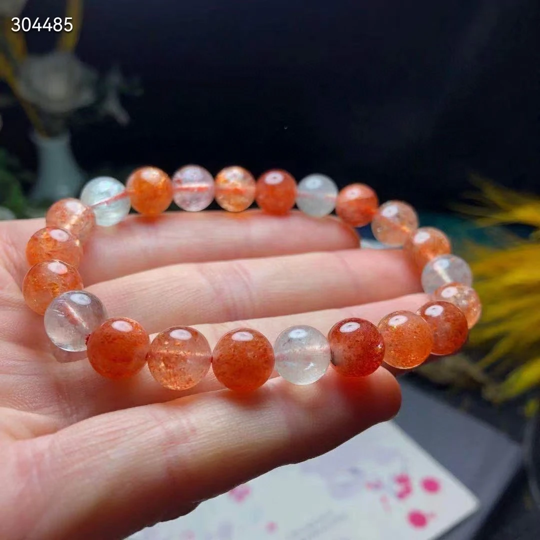 

Natural Gold Sunstone Strawberry Quartz Beryl Bracelet Arusha Clear Round Beads 8-9mm Arusha For Women Men AAAAAAA