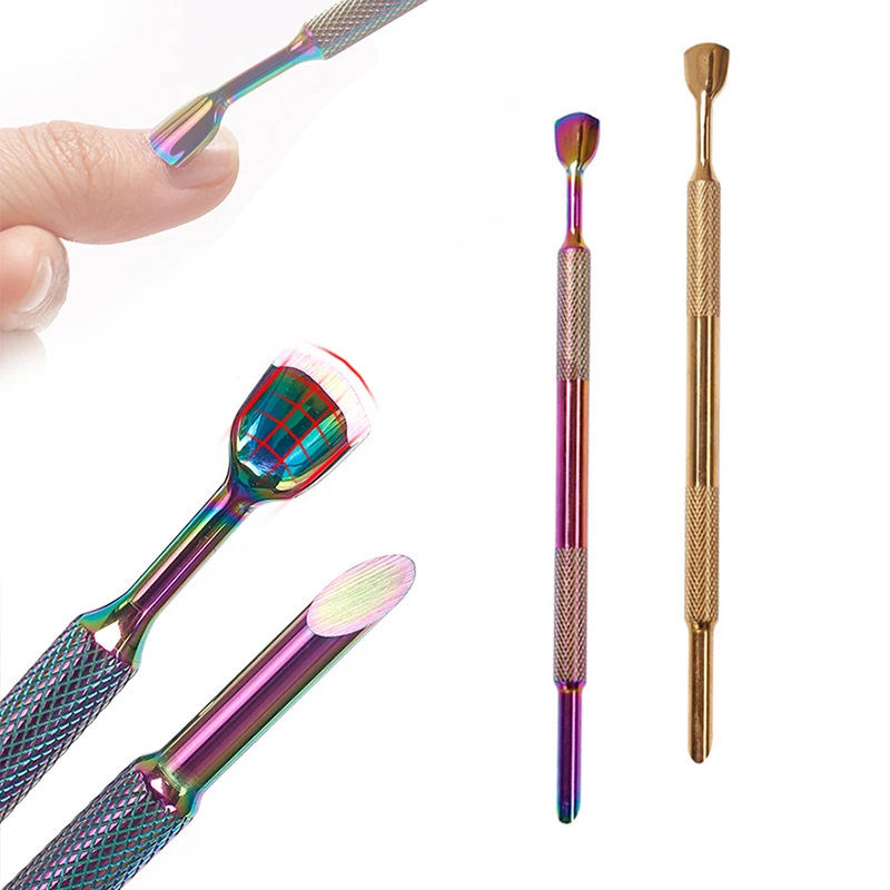 

Двухсторонний Многофункциональный Толкатель для кутикулы, ложка для удаления омертвевшей кожи, палочки для очистки ногтей из нержавеющей стали от пыли для ногтей