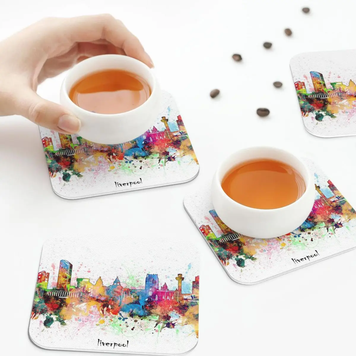

Подставки из ПВХ с рисунком Ливерпуля, кожаные водонепроницаемые Изоляционные Коврики для кофе, для украшения дома, кухни, столовой, набор и...