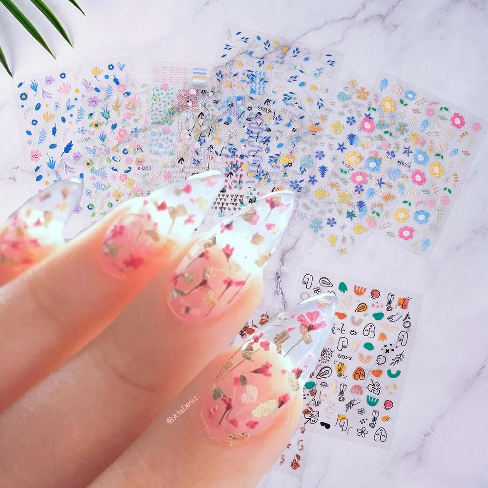 

12 шт высокая-endig синяя наклейка с цветком для ногтей 10х8см Водная передача цветы клей самоклеющиеся слайдер для ногтей Наклейка для дизайна ...