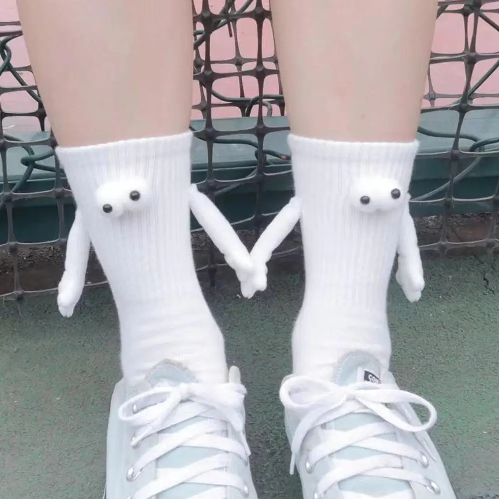 Couple Holding Hands Socks Mid-tube Magnetic Three-dimensional Doll Socks