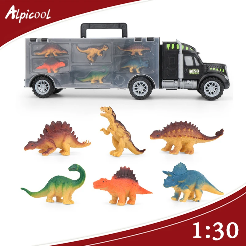 

Children DIY Dinosaur Storage Trailer Transport Container Truck Toy Set Inertia Push Boy Car Model Toy Car Play Gift Giving Sale