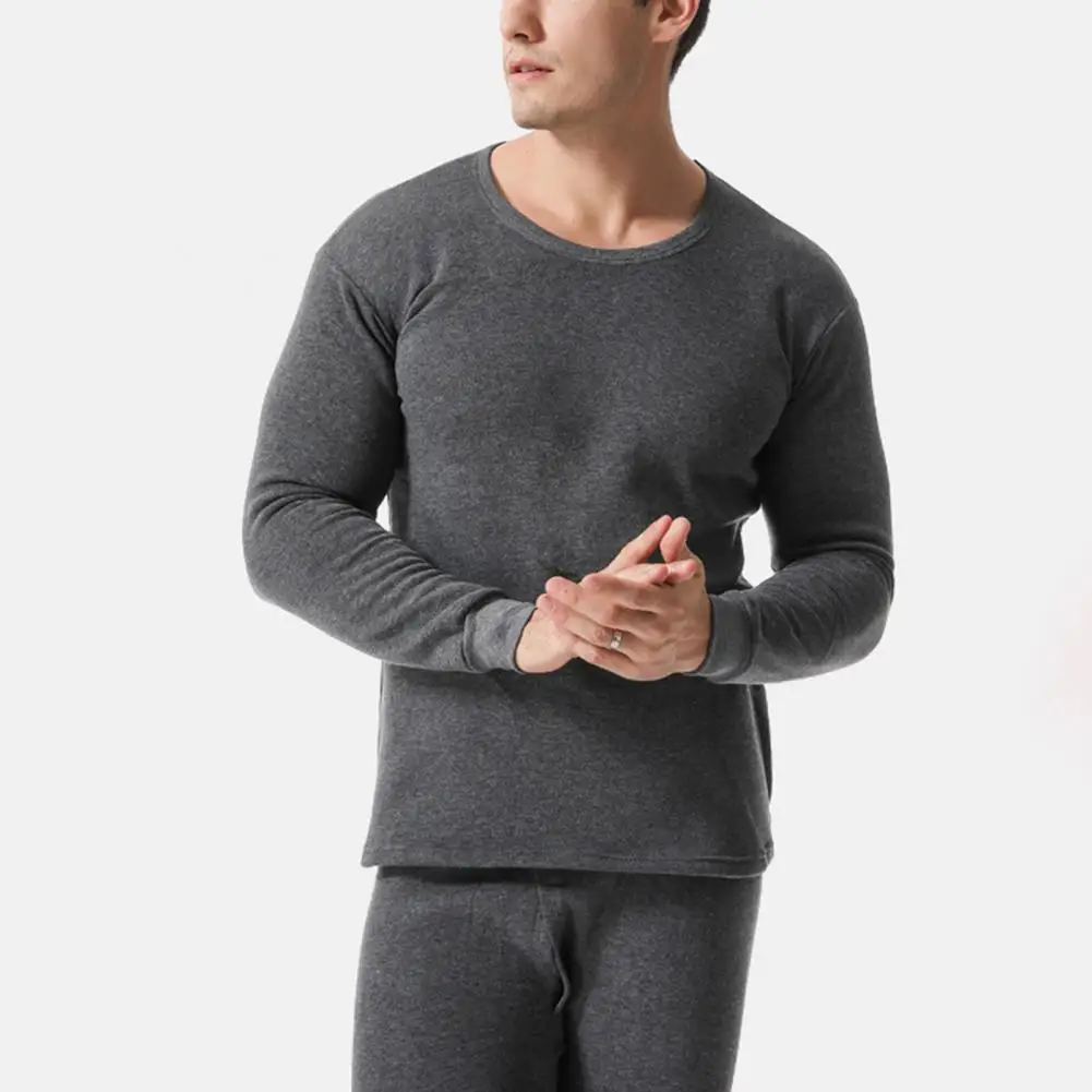 

Hot !! Men Thermal Underwear Set Long Sleeve Thermal Underwear Long Johns Winter Clothes Fleece Lining Bottoming Top Pants