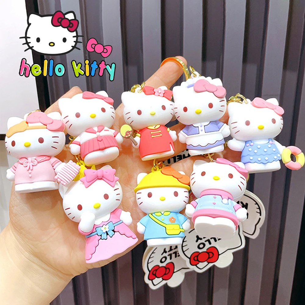 

Hello Kitty Sanrio Keychain Kawaii Cartoon Doll Changing Diary Pendant Anime Toys Ornaments Accessories Jewelry Girl Gifts