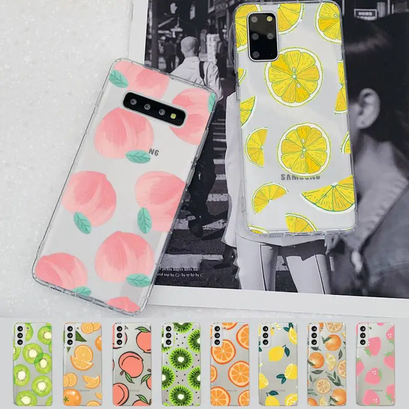 

Cute Peach Lemon Strawberry Fruit Phone Case for Samsung A51 A52 A71 A12 for Redmi 7 9 9A for Huawei Honor8X 10i Clear Case