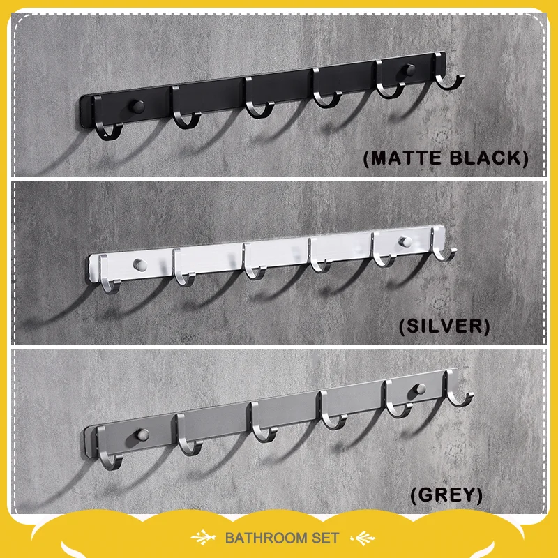 

Space Aluminum Wall Hanging Clothes Hook Robe Hooks Black Storage Hook To Save Space Towel Rack With Hook Bathroom Accessories