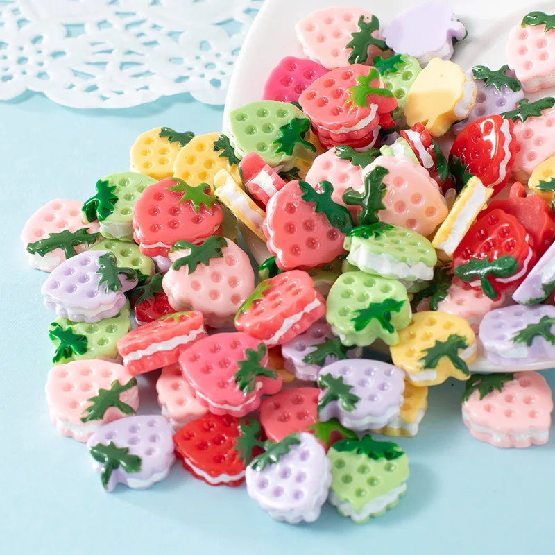 

8pcs Resin Simulation Strawberry Fruit Cream Phone Case Decor Slime Filler DIY Jam Materials Hair Handmade Ornaments Accessories