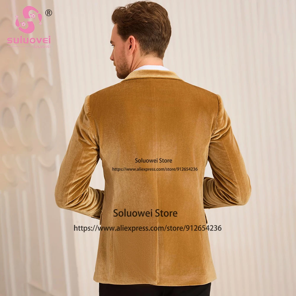 Модные бархатные облегающие костюмы для мужчин из 2 предметов комплект