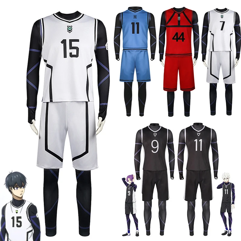 

Anime Cosplay Blue Lock Costume Football Jersey Team Uniform Isagi Yoichi Chigiri Hyoma Mikage Reo Seishiro Nagi Sports Wear