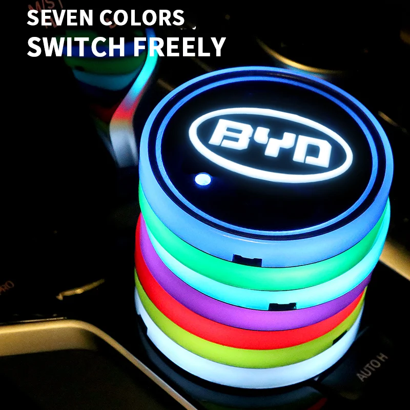 Автомобильный светодиодный подстаканник светящийся Противоскользящий коврик