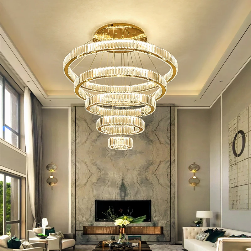 

YUNYI Factory Price Ring Chandelier Round Bedroom Living Room Modern LED Crystal Chandelier Luxury Villa Building Hotel