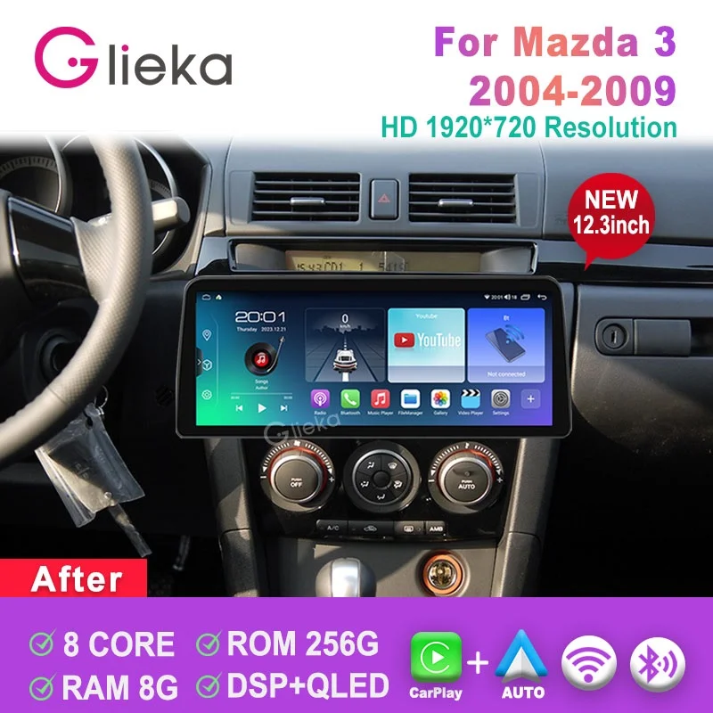 12 3 дюймовый экран Carplay Android для Mazda 2004-2009 автомобильное радио стерео
