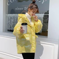 free shipping new fashion padded cotton down loose version korean women jacket wash face bright winter new coat thickened bread