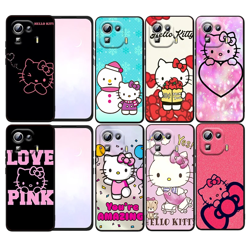 

Cartoon Hello Kitty Cute Phone Case For Xiaomi Mi 12X 12 11 11T 11i 10T 10 Pro Lite Ultra 5G 9T 9SE A3 Black Fundas Cover