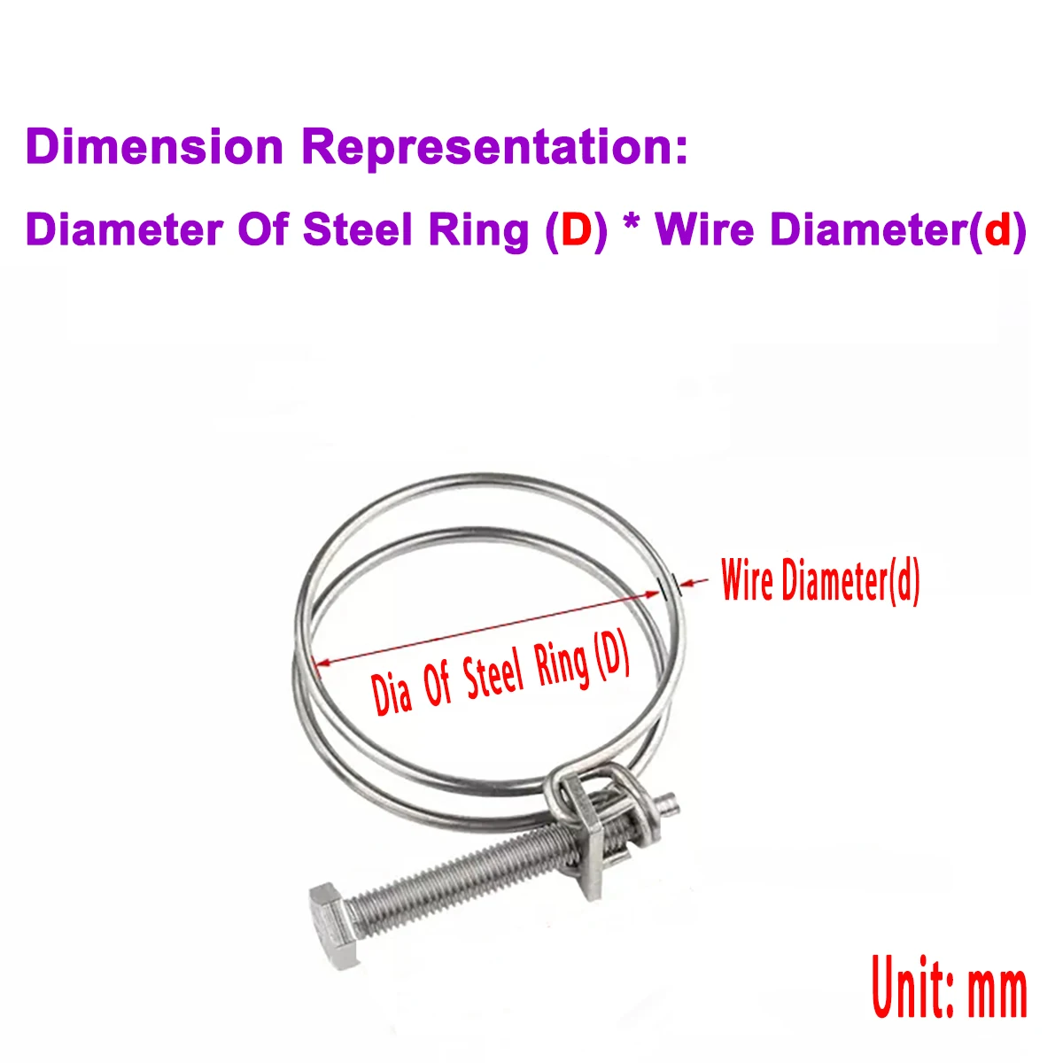 

304 Stainless Steel Double Steel Wire Water / Gas Pipe Clamp Buckle