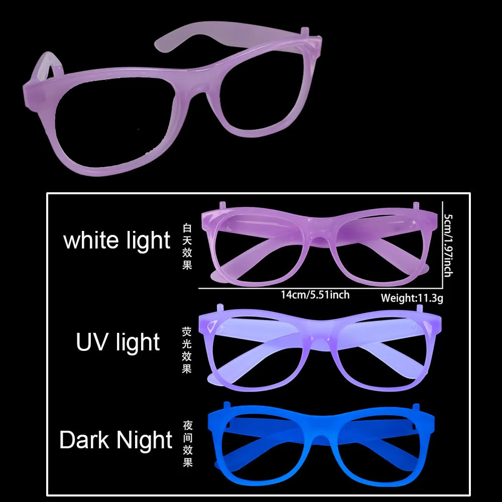 

1 шт., светящиеся в темноте пластиковые очки для неоновой вечеринки, меняющие цвет оправы, флуоресцентная опора, УФ-светящиеся принадлежности для украшения вечеринки