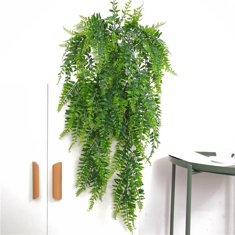 

Artificial fern Leaves Grass Wall Vines Room Decor Accessories Hanging Plant Plastic Leaf Grass Wedding Party Balcony Decoration