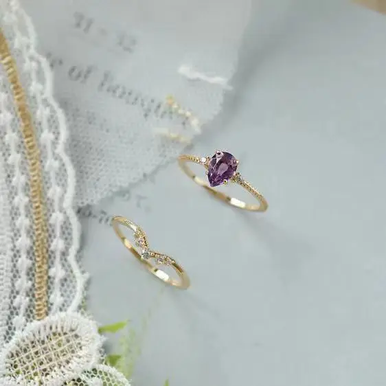 

"Purple Crown" amethyst crown pair ring S925 gold-plated ring Constantine, beautiful and dreamy