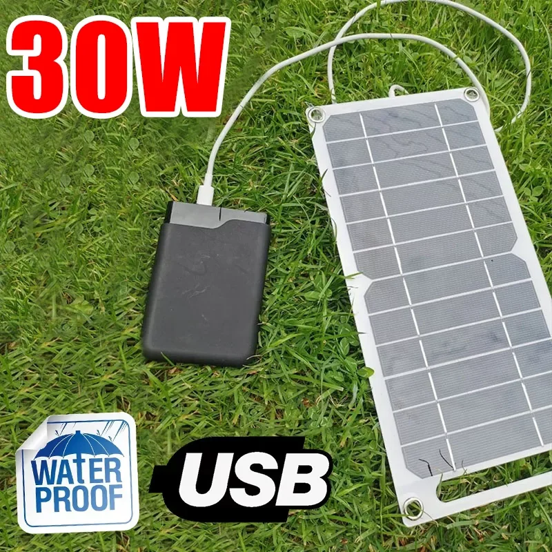 

30W Portable Solar Panel 5V Solar Plate with USB Safe Charge Stabilize Battery Charger for Power Bank Phone Outdoor Camping Home