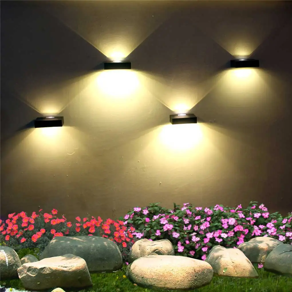 

Solar Powered Wall Light Outdoor Pathway Park Patio Yard Driveway Courtyard Walkway Stair Landscape Lamp Silver