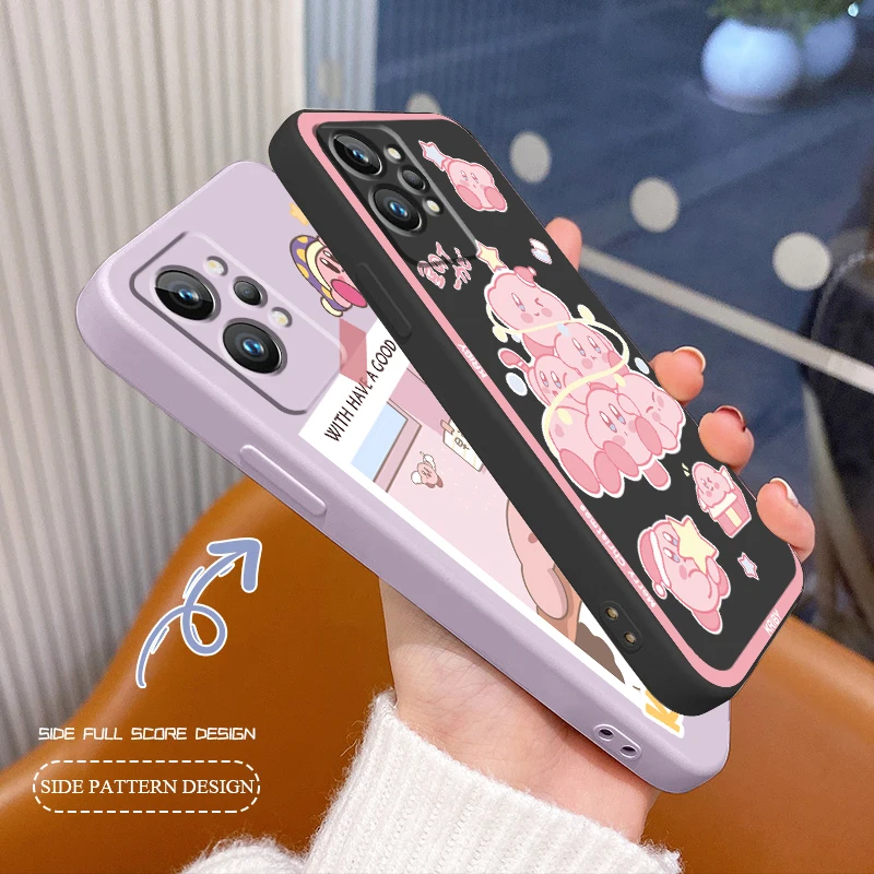 

Game Cartoon Cute Kriby Art Phone Case For OPPO Realme 50A 50i Q3S Q5i C21Y C11 GT Neo3 Neo2 9 9i 8 8i 7 Pro Plus Liquid Rope