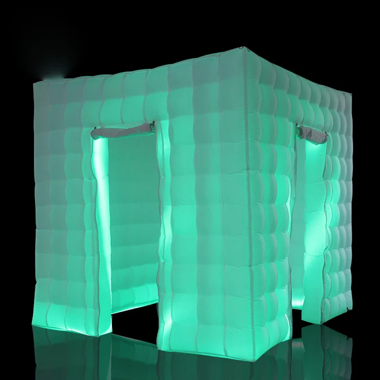 2 двери светодиодное освещение Свадебный куб надувная фотобудка корпус палатка