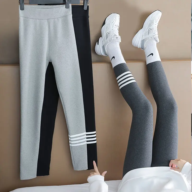 2022 Autumn&Winter New Women's Sexy Outerwear Leggings High Waist Slim Fit Brushed Fleece Thick Cotton Trousers Leaging Femme