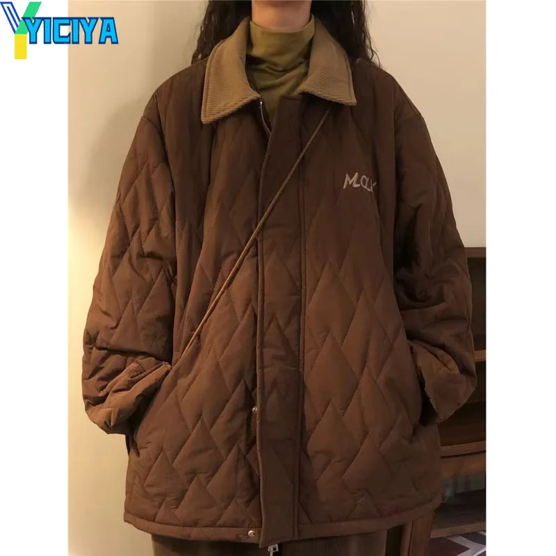 YICIYA Winter Jackets 2022 Woman Thicken Warm Parkas Coat Turn-down Collar Oversize Parkas Female Clothing Padded Coat Jackets