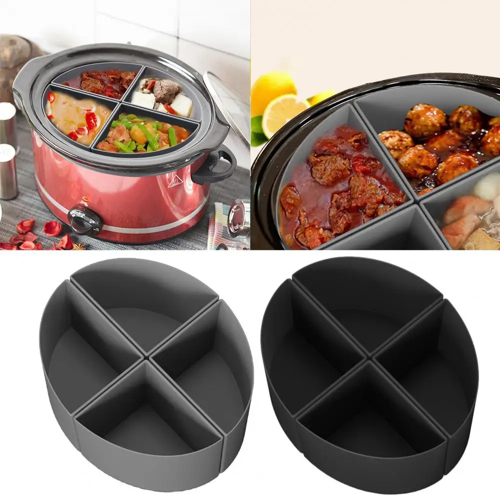 

4Pcs Slow Cooker Liner Leakproof Reusable Dishwasher Safe Silicone Liner Cooker Slow Stewpot Divider Liner Kitchen Supplies
