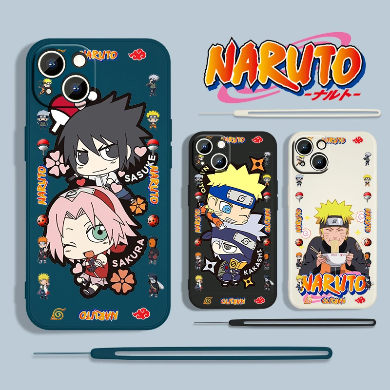

Anime Naruto Cute Cartoon For Apple iPhone 13 12 Mini 11 Pro XS MAX XR X 8 7 6S SE Plus Liquid Rope Silicone Phone Case Cover