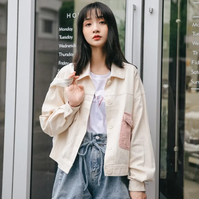 

2022 spring and autumn new jacket crib women loose thin section short section cotton mid-length section casual ladies top button