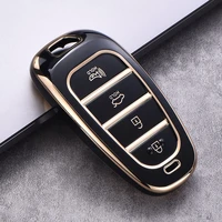new electroplated car key cover for hyundai santa fe tucson 2022 nexo nx4 atos solaris prime2021 4 5 button premium key case