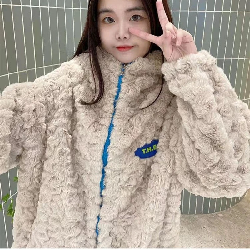 New Winter Coat for Women Faux Fur Coats Hooded Jackets Warm Thickened Lamb Wool Coat Korean Fashion