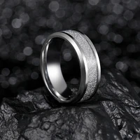 fashion stainless steel ring mens ice silk foil mens titanium steel ring birthday party jewelry gift factory outlet