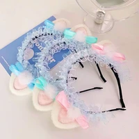 2022 two dimensional lace cat ear headbands for women sweet and cute maid hair bands cosplay lolita accessories anime headdress