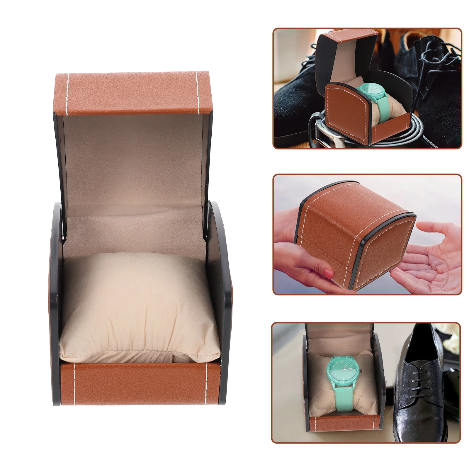

Curved Men's Bracelets Storage Case Stand Showcase Display Holder Pu Gift Travel