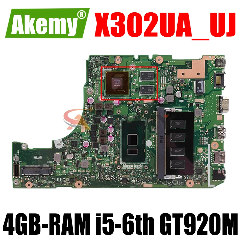 

AKEMY X302UA_UJ Laptop Motherboard For ASUS X302UV X302UA X302UJ Original Mainboard 4GB-RAM i5-6th cpu GT920M