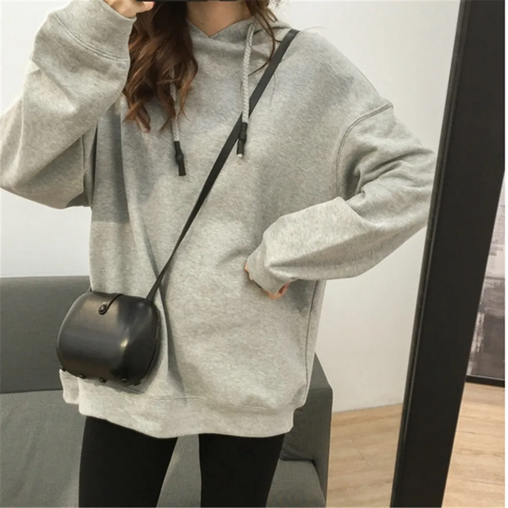 

Thin Hoodie Pullover Sweater Loose All-match Thin Solid Color Long-sleeved Coat Top New Japan Korean Casual Autumn Spring 2022