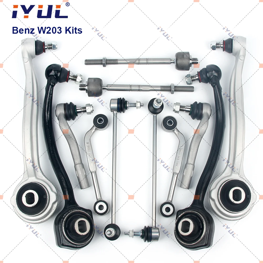 

IYUL Suspension Control Arm Ball Joint Stabilizer Link Tie Rod Kits For Mercedes Benz C-Class W203 CL203 S203 CLK C209 A209 SLK