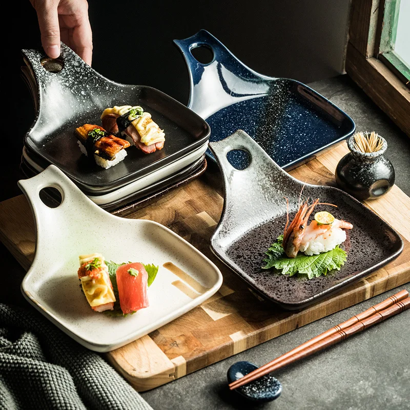 

Японская креативная тарелка-лопата с ручкой, тарелки для выпечки, столовая посуда для завтрака, десертная тарелка, для дома, ресторана, отел...