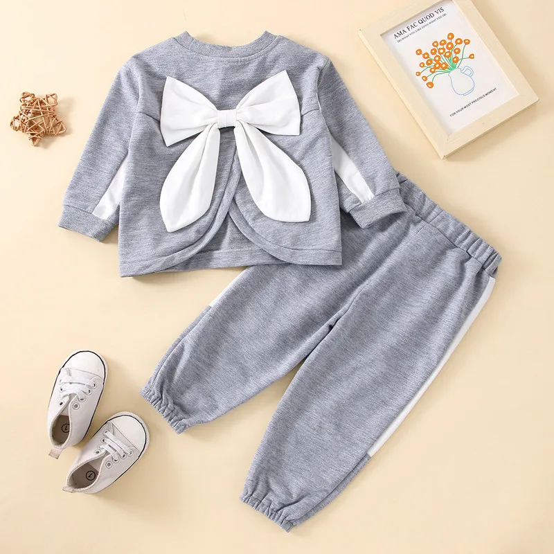 

2 шт., топ с бантом на спине, с длинным рукавом и круглым вырезом