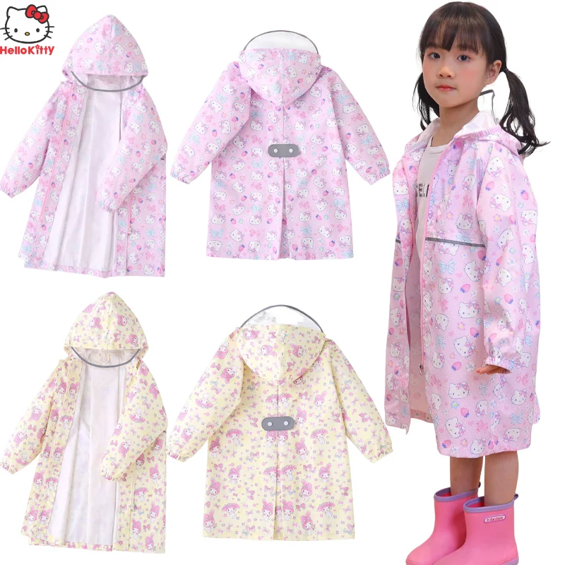 

Sanrio Anime Hello Kitty Children Raincoat Cloak Kawaii My Melody Kids Baby Cute Waterproof Clothing Rain Coat Student Rainwear