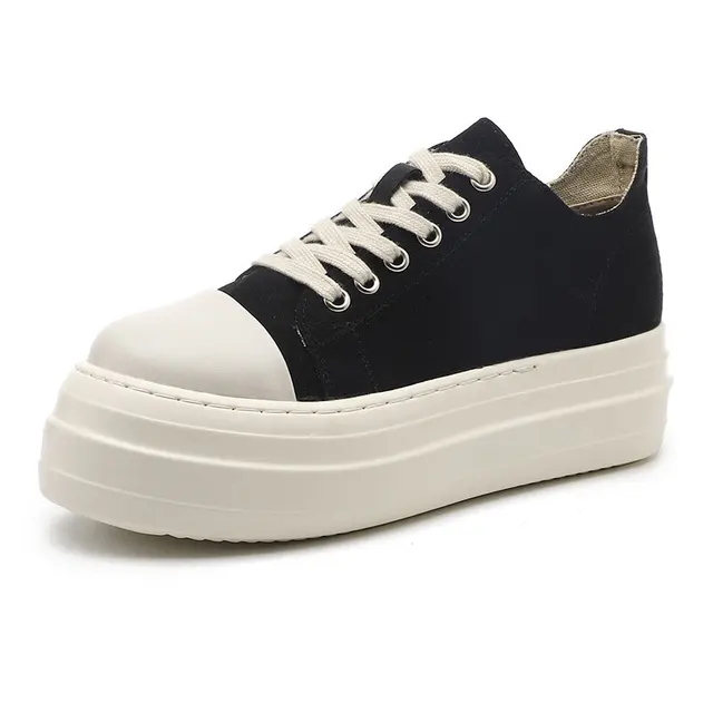 Platform Canvas Shoes Woman 2022 Spring Casual Women Vulcanized Shoes Flats  Lace Up Casual Ladies Sneakers Shoes Student Black | АлиЭкспресс