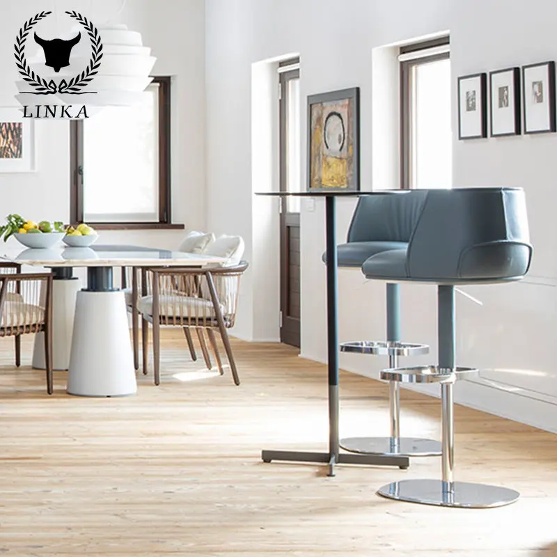 

Modern Luxury Bar Chair Front Desk Chair Reception Chair Stainless Steel Bar High Lift Bar Chair Designer Furniture